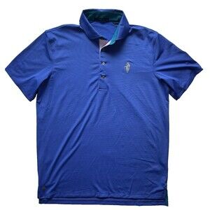 Greyson Polo Shirt Mens M Blue Stripe Short Sleeve Stretch Performance Golf